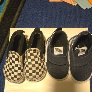 Vans Kids Black Checkered and Black Sneakers